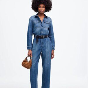 NWT - Madewell Pleated Barrel Jumpsuit in Baywood Wash: Airy Denim - size 4
